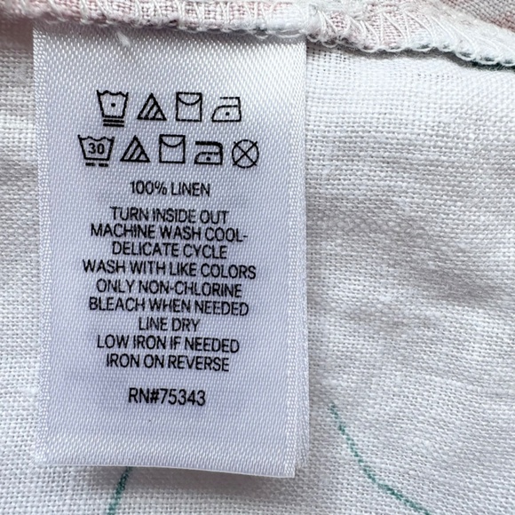 Cynthia Rowley 100% Linen Tunic Dress L Tropical Leaf Print Boho - Picture 10 of 10